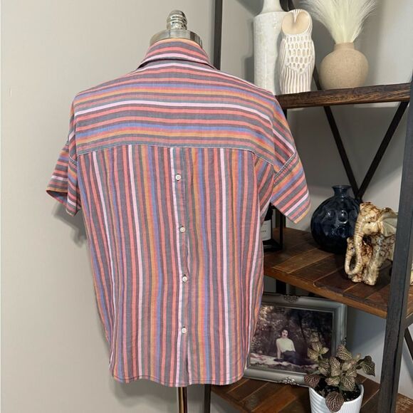 Madewell Courier Button-Back Shirt in Rainbow Stripe Size Women’s SIZE XS - Picture 4 of 11
